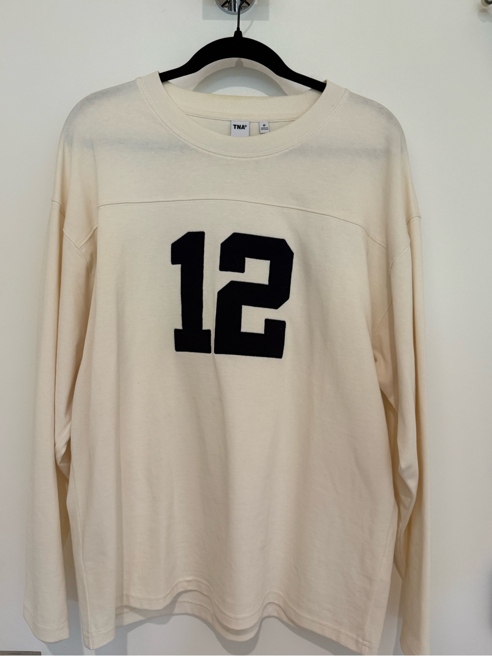 TNA Cream Long Sleeve Shirt with Navy '12' Graphic
